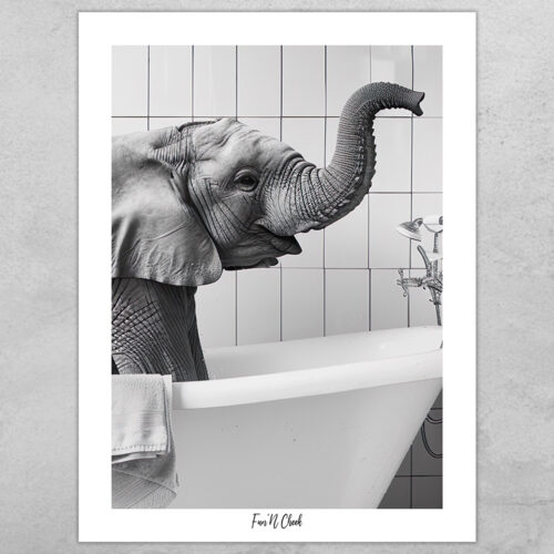 Fun'N Cheek Elephant taking a bath #1 | Plakat