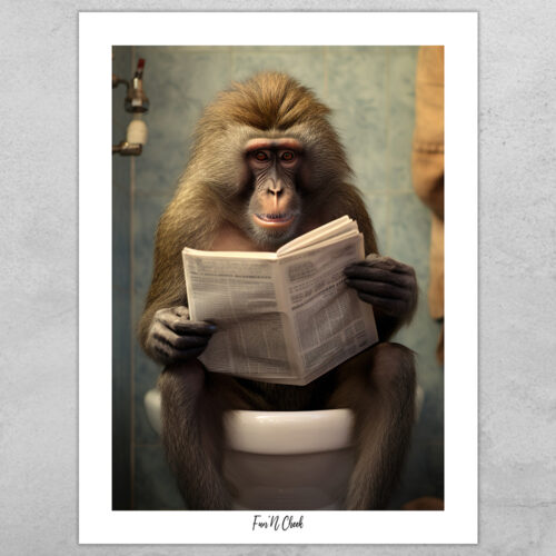 Fun'N Cheek Baboon on toilet #1 | Plakat
