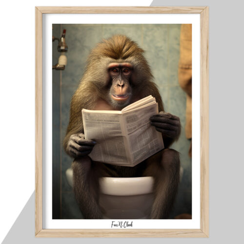 Alternative view of Fun'N Cheek Baboon on toilet #1 | Plakat