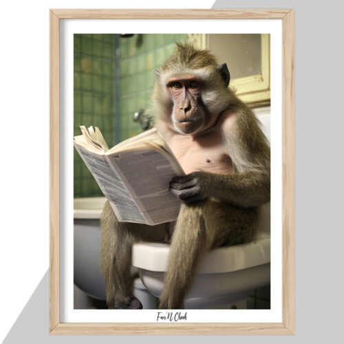 Fun'N Cheek Baboon on toilet #2 | Plakat