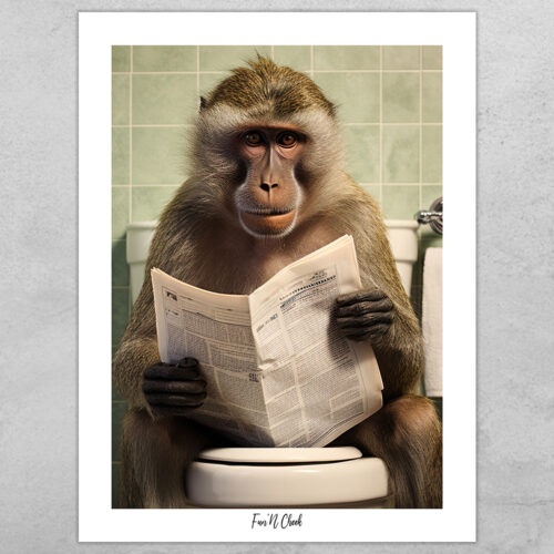Fun'N Cheek Baboon on toilet #3 | Plakat