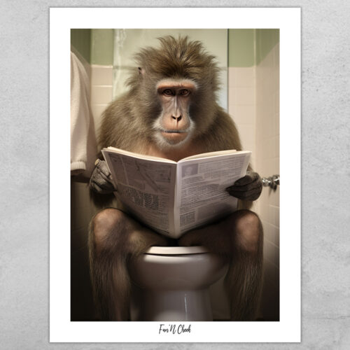 Fun'N Cheek Baboon on toilet #5 | Plakat