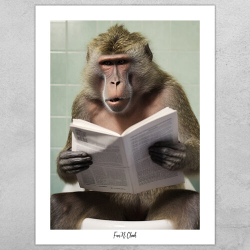 Fun'N Cheek Baboon on toilet #6 | Plakat