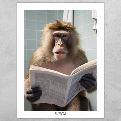 Fun'N Cheek Baboon on toilet #7 | Plakat