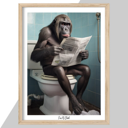Fun'N Cheek Bonobo on toilet #2 | Plakat - Image 2