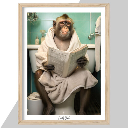 Fun'N Cheek Capuchin on toilet #2 | Plakat - Image 2