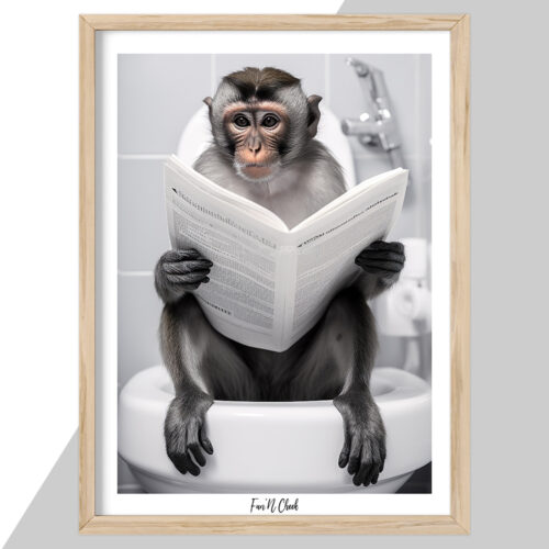Alternative view of Fun'N Cheek Capuchin on toilet #3 | Plakat