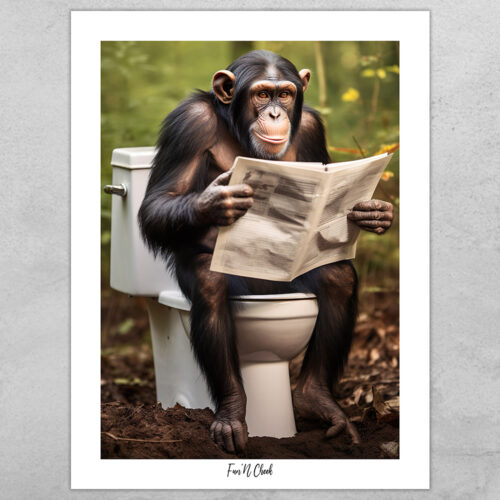 Fun'N Cheek Chimpanzee on toilet #2 | Plakat