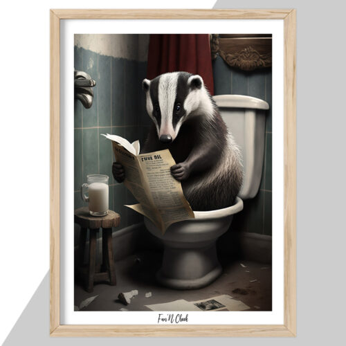 Alternative view of Fun'N Cheek Badger on toilet #1 | Plakat