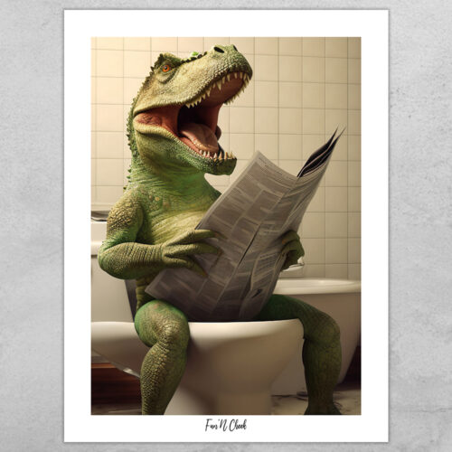 Fun'N Cheek T-Rex on toilet #1 | Plakat