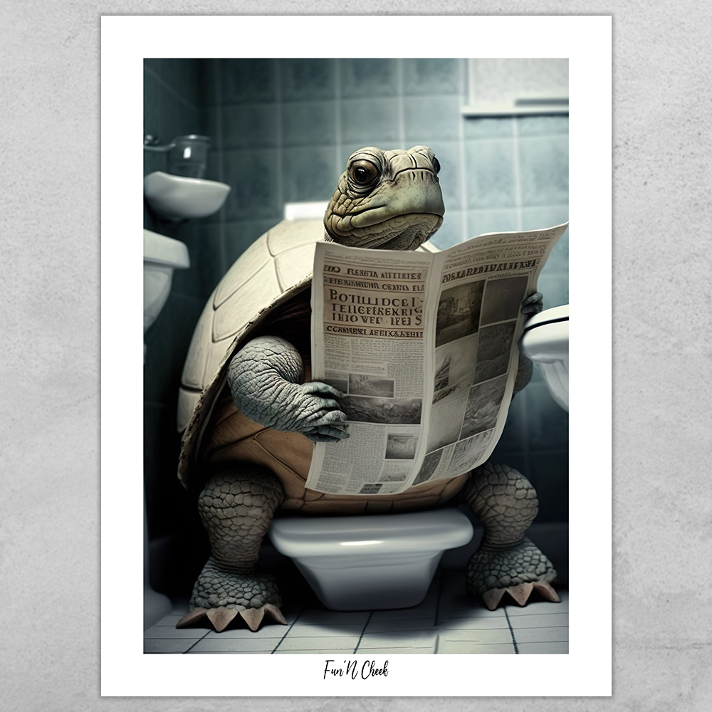 Fun'N Cheek Tortoise on toilet #1 | Plakat