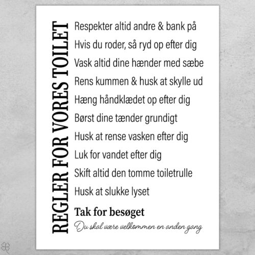 Regler for vores toilet | Plakat