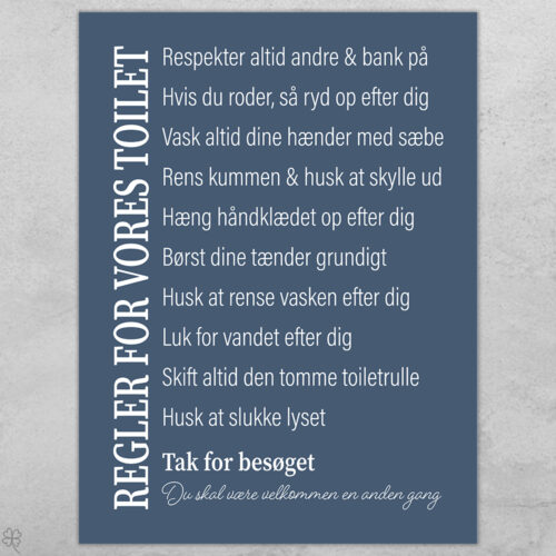Regler for vores toilet... full color  | Plakat