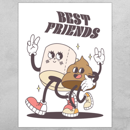 Cartoon - Poop & Toilet paper best friends | Plakat