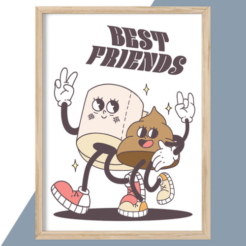 Alternative view of Cartoon - Poop & Toilet paper best friends | Plakat