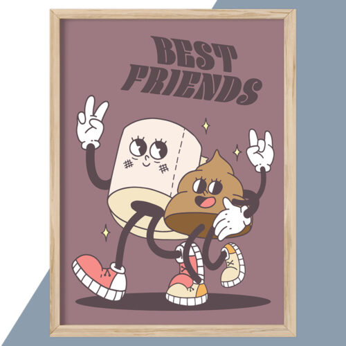 Alternative view of Cartoon - Poop & Toilet paper best friends... full color  | Plakat