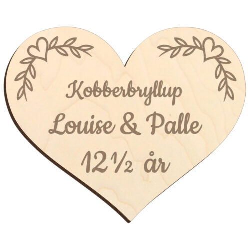 Kobberbryllupshjerte design #1 | Æresport skilt (poppel træfinér) - Image 2