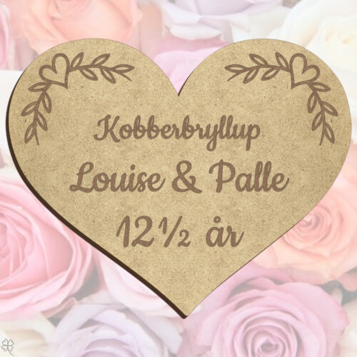 Kobberbryllupshjerte design #1 | Æresport skilt (træfiber)