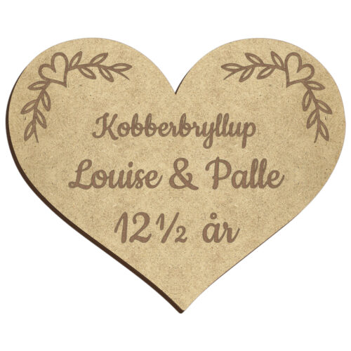 Kobberbryllupshjerte design #1 | Æresport skilt (træfiber) - Image 2