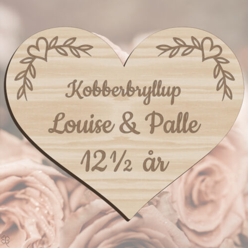 Kobberbryllupshjerte design #1 | Æresport skilt (træfinér)