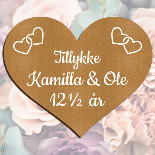 Kobberbryllupshjerte design #2 | Æresport skilt (farvet overflade med farvet tekst)