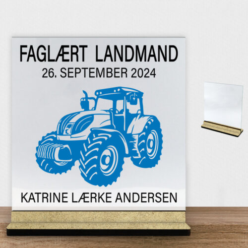 Faglært landmand #1 | Glasskilt inkl. fod (træfiber)