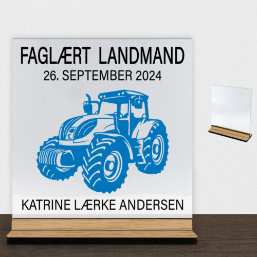 Faglært landmand #1 | Glasskilt inkl. fod (træfinér)
