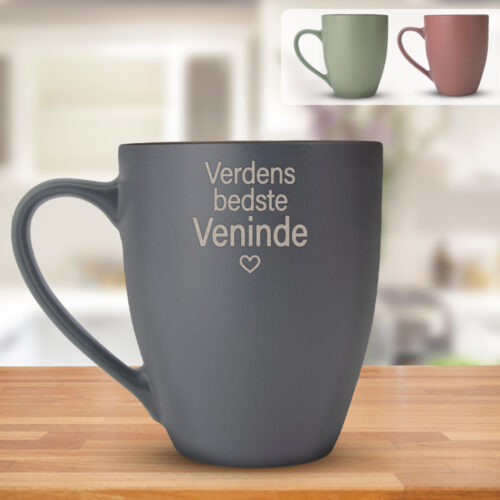 Verdens bedste veninde m. streg hjerte | Krus stentøj