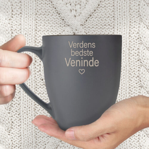 Verdens bedste veninde m. streg hjerte | Krus stentøj - Image 2