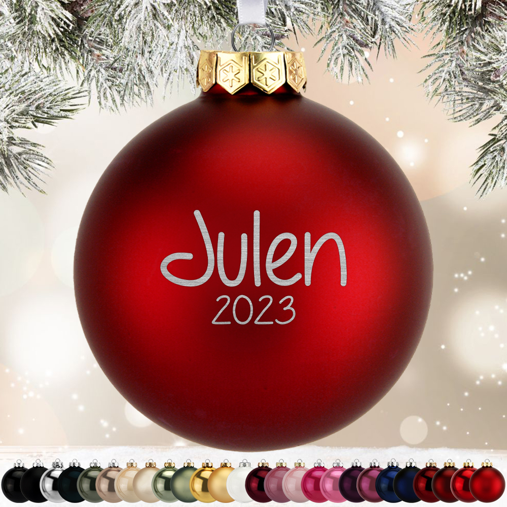 Julen "valgfrit årstal" | Julekugle glas Ø8 cm