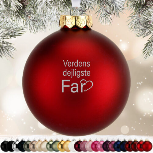 Verdens dejligste far m. hjerte | Julekugle glas Ø8 cm