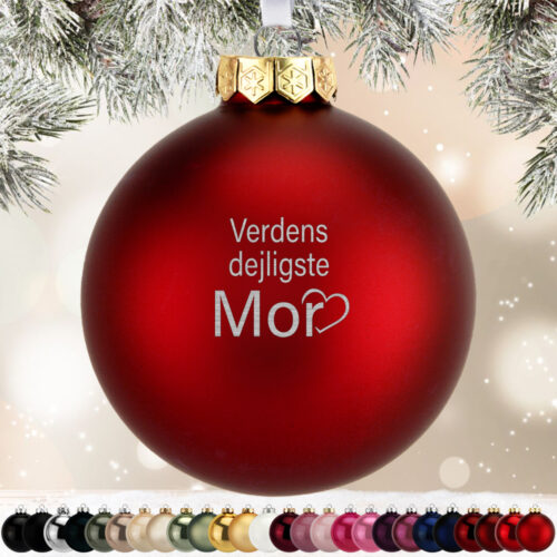 Verdens dejligste mor m. hjerte | Julekugle glas Ø8 cm