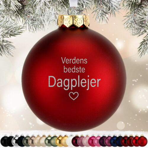 Verdens bedste dagplejer m. hjerte | Julekugle glas Ø8 cm