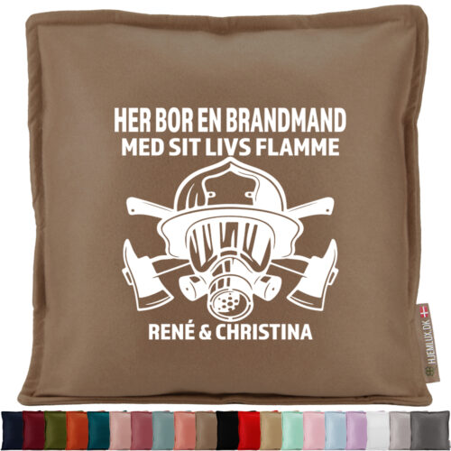 Her bor en brandmand | Pyntepude i filt