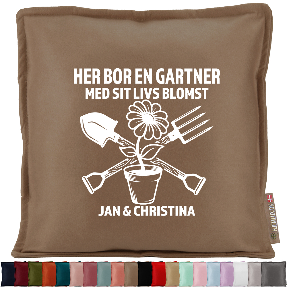 Her bor en gartner | Pyntepude i filt