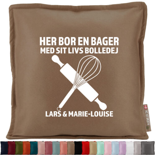 Her bor en bager | Pyntepude i filt