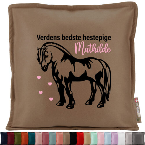 Fjordhest med navn & egen tekst | Pyntepude i filt