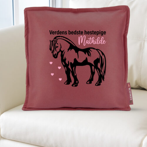 Alternative view of Fjordhest med navn & egen tekst | Pyntepude i filt