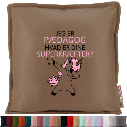 Jeg er pædagog, hvad er dine superkræfter | Pyntepude i filt
