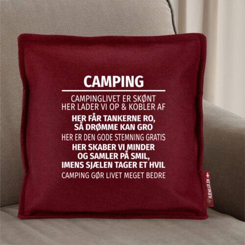 Alternative view of Campinglivet er skønt... | Pyntepude i filt