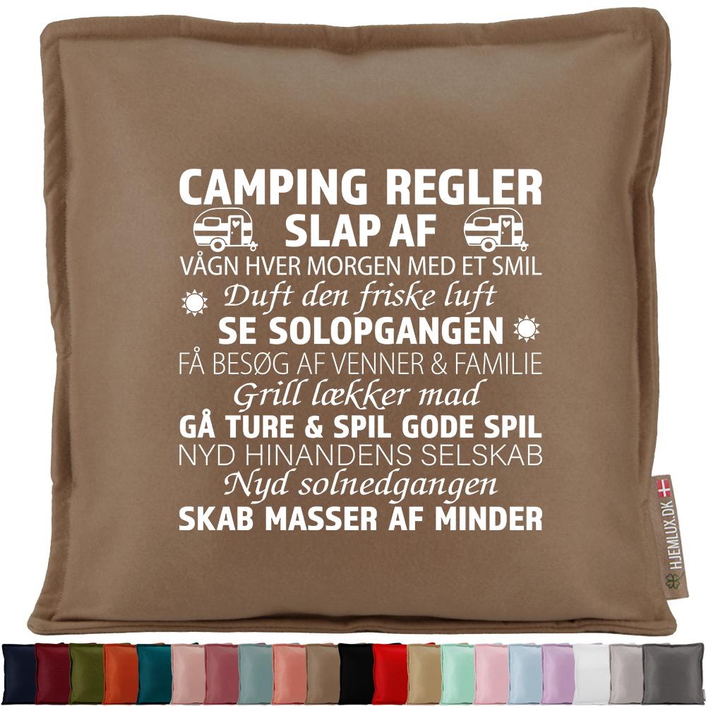 Camping regler - Slap af | Pyntepude i filt