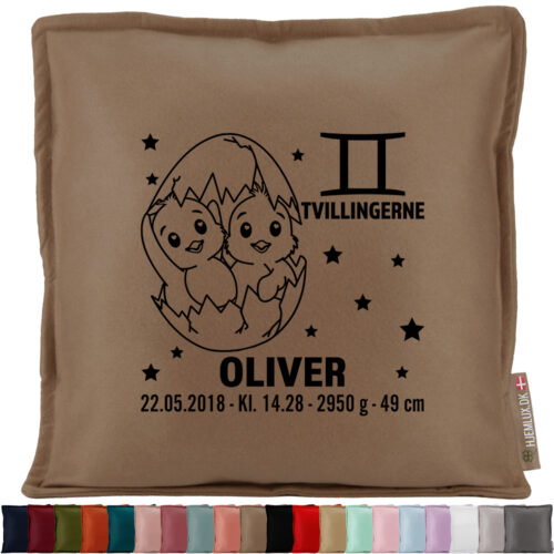 Stjernetegn "A little star" - Tvillingerne | Pyntepude i filt