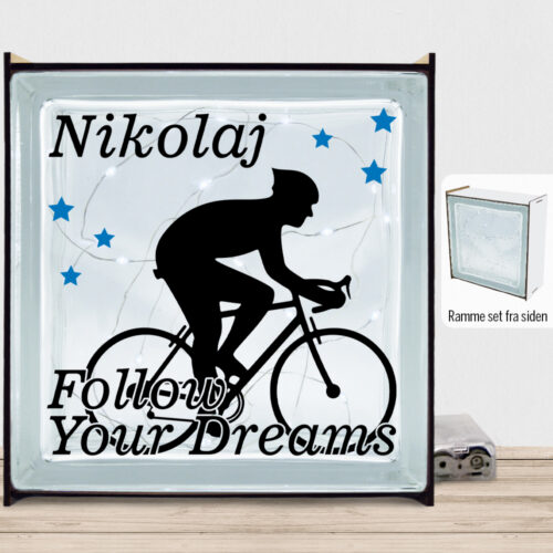 Follow Your Dreams Cykelrytter ♂ | Lyssten med ramme (farvet overflade)