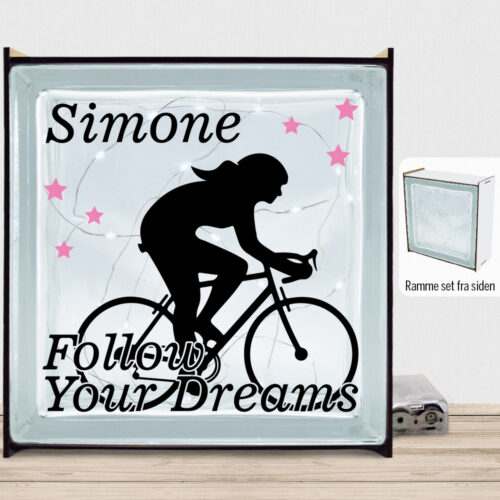 Follow Your Dreams Cykelrytter ♀ | Lyssten med ramme (farvet overflade)