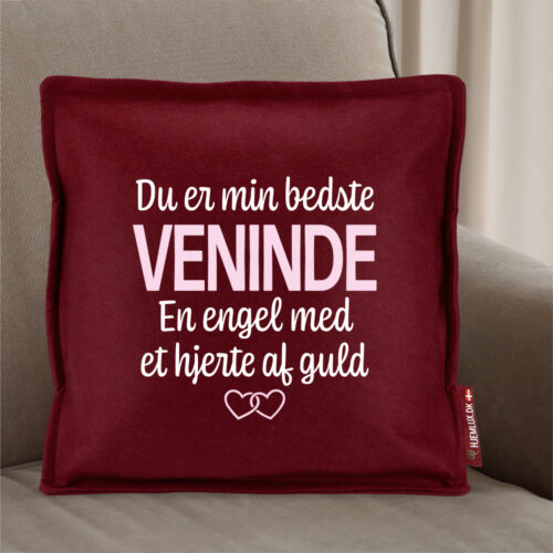 Alternative view of Du er min bedste veninde... | Pyntepude i filt