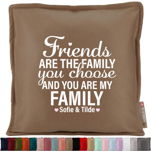 Friends are the family... #2 m. valgfri linje i bunden | Pyntepude i filt