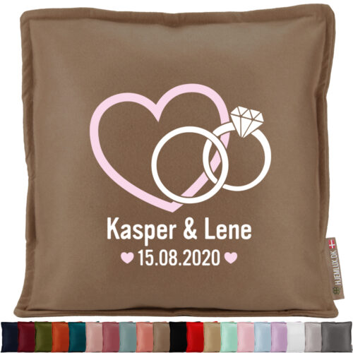 Hjerte med ringe | Pyntepude i filt