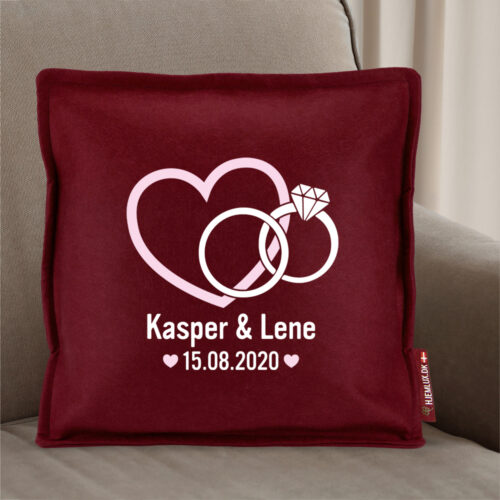 Alternative view of Hjerte med ringe | Pyntepude i filt