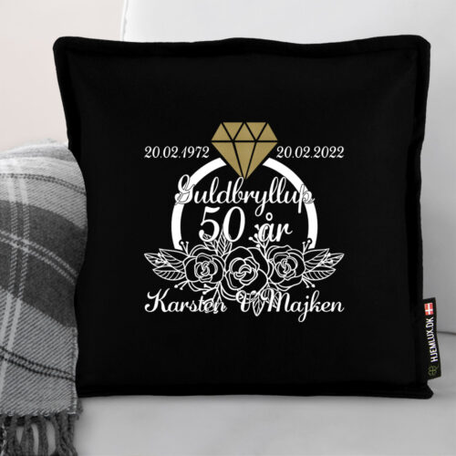 Alternative view of Guldbryllup blomster & ring 50 år | Pyntepude i filt