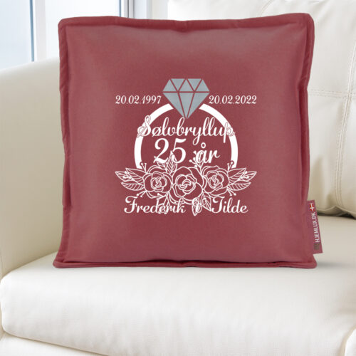 Alternative view of Sølvbryllup blomster & ring 25 år | Pyntepude i filt